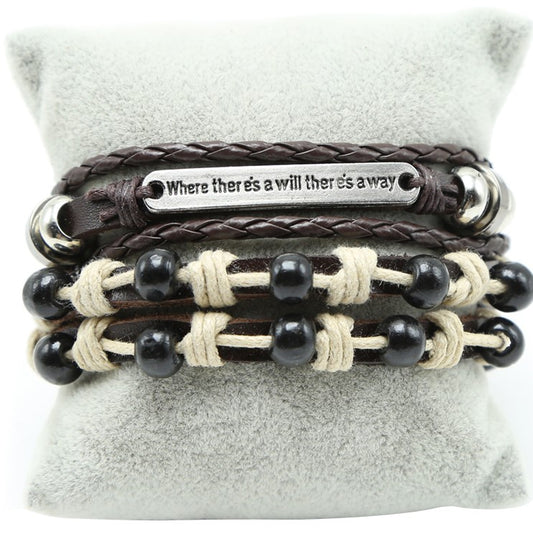 two leather mens bracelets