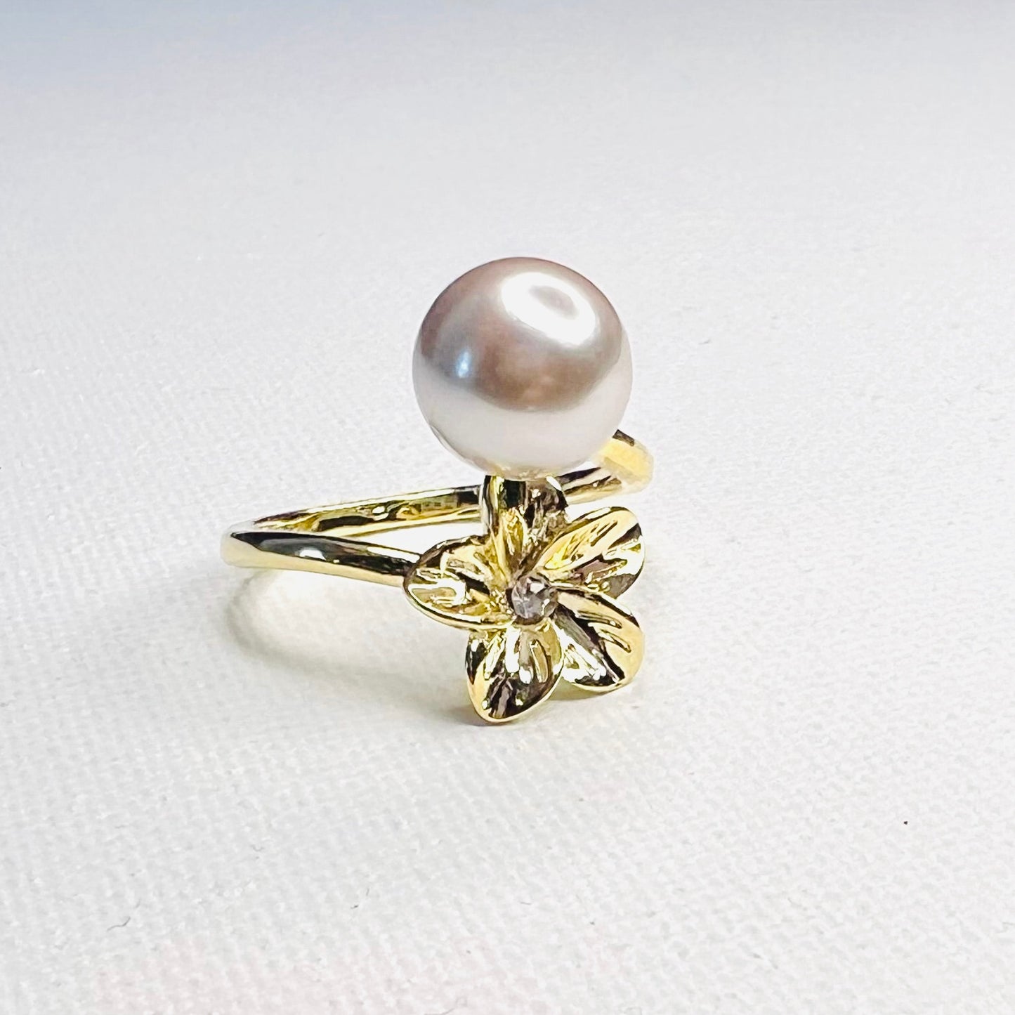 Plumeria Pearl Ring