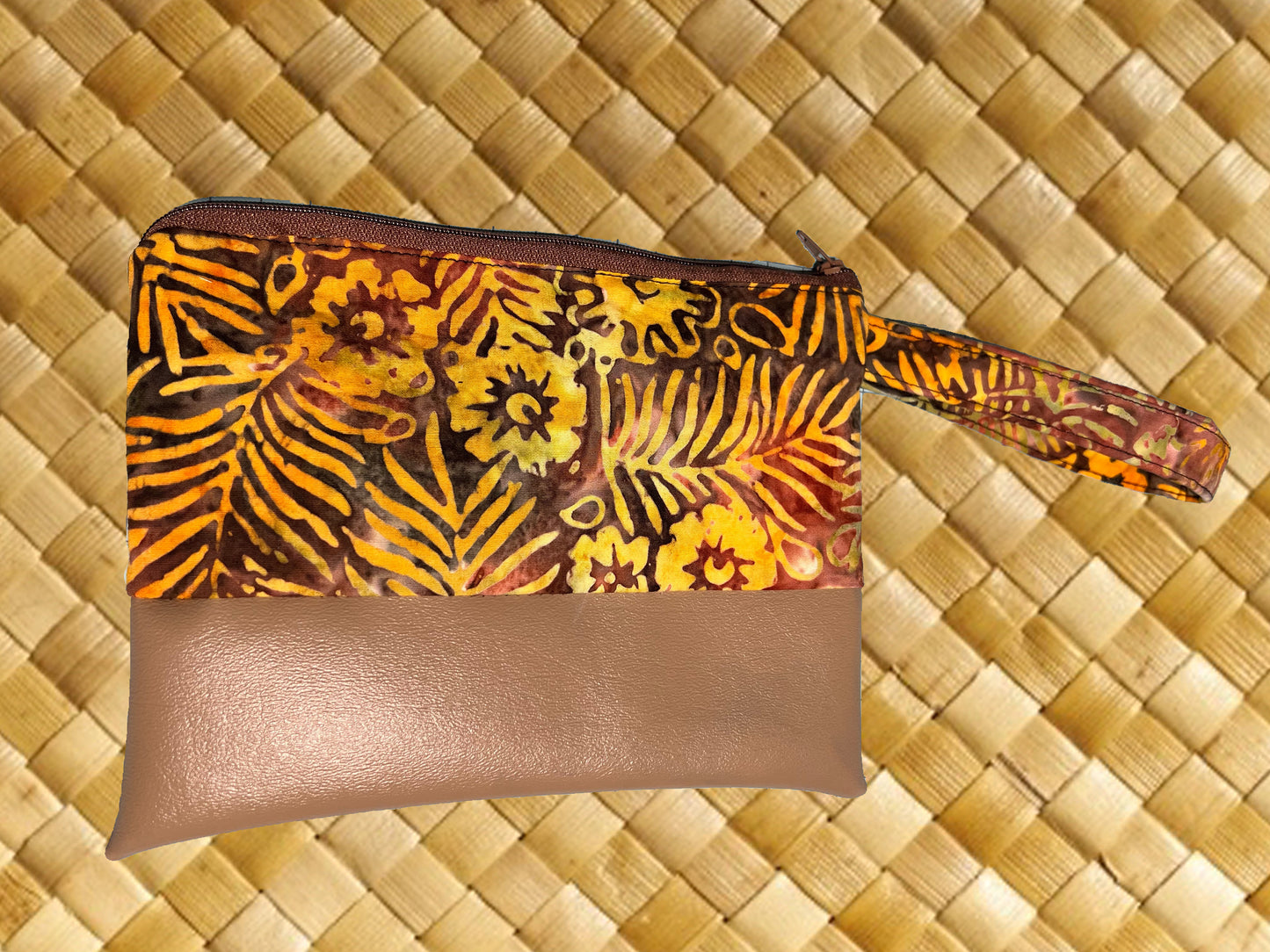 Batik Orange Wristlet