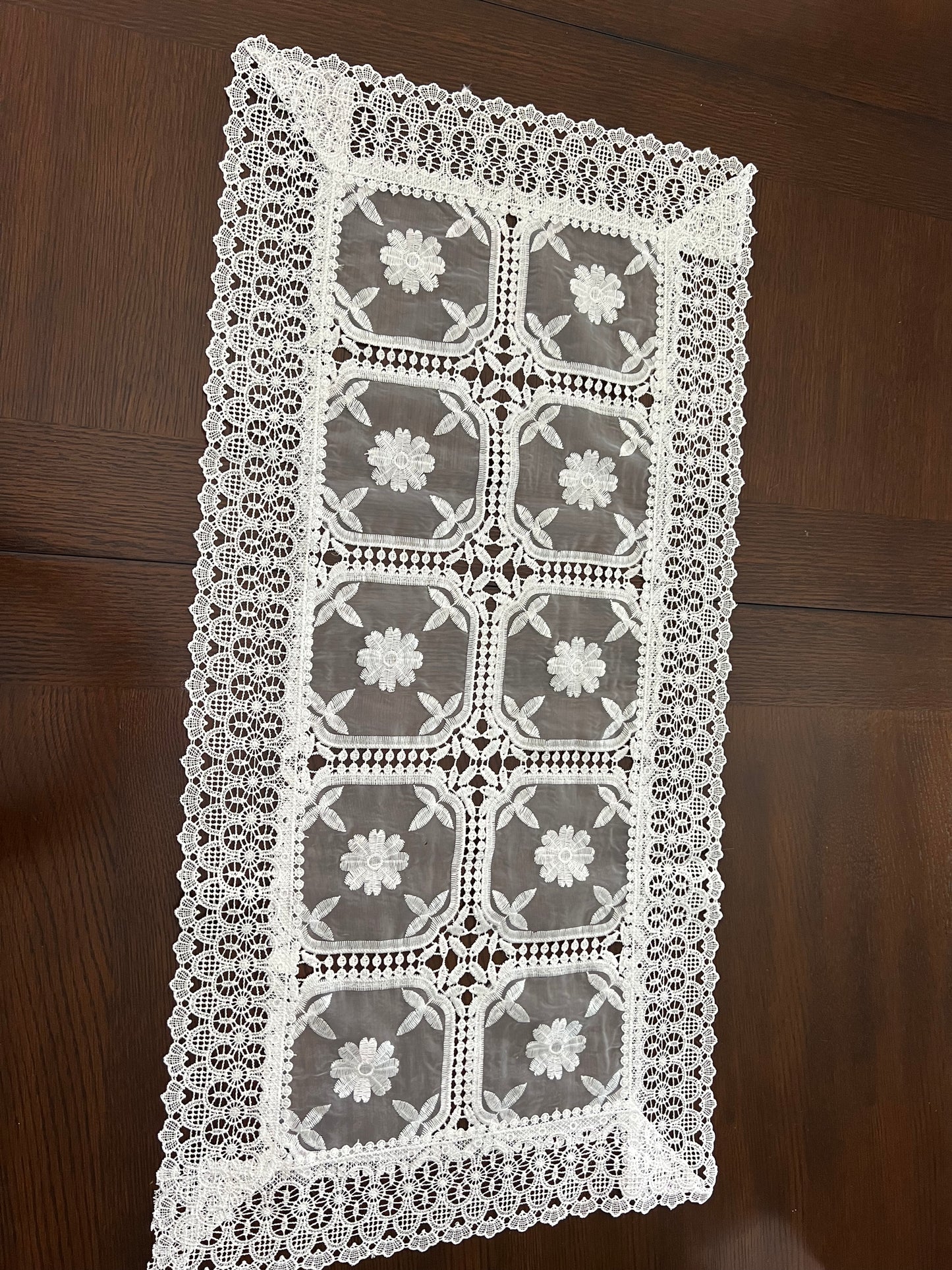 White sheer table runner