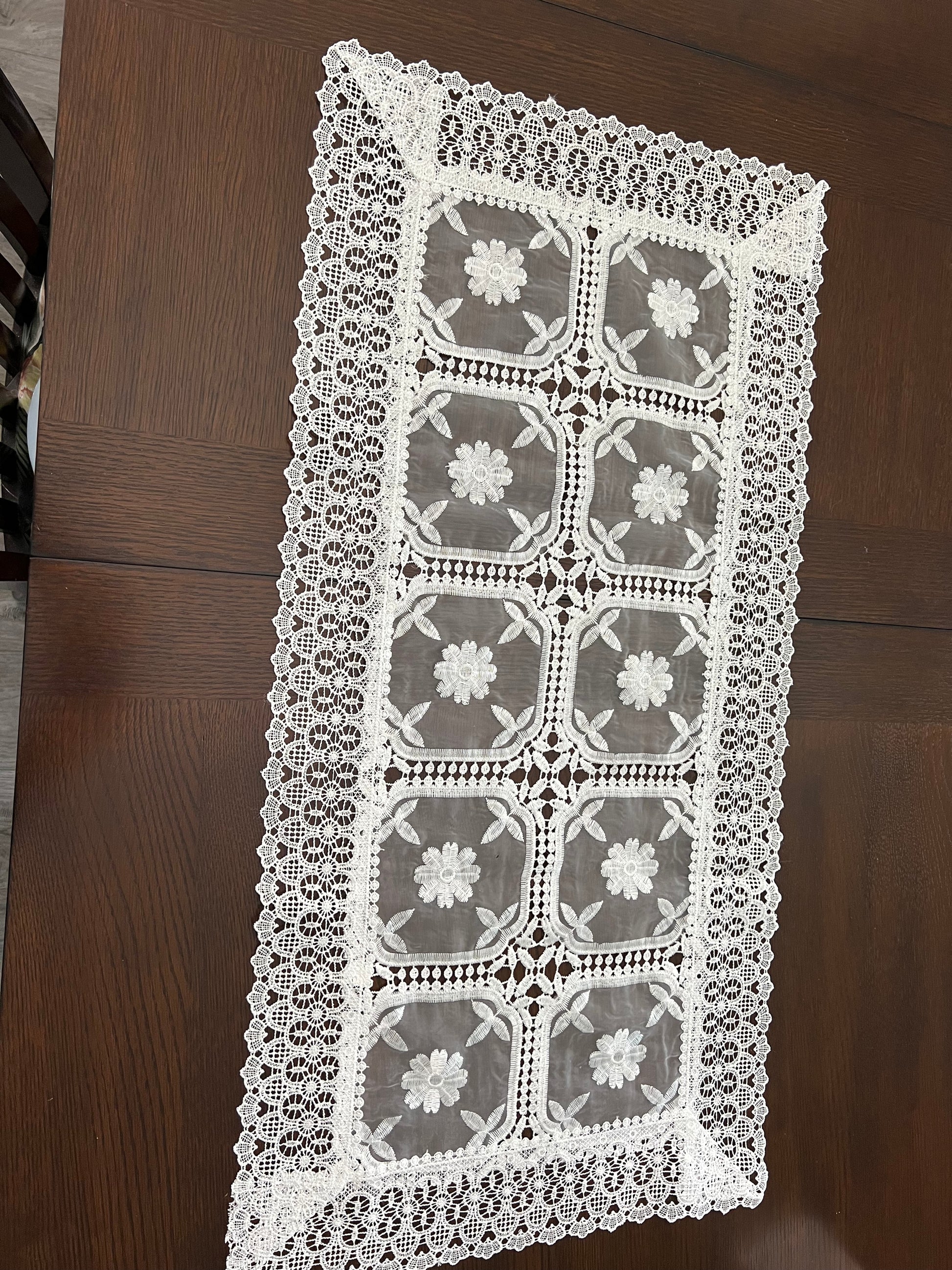 White sheer table runner