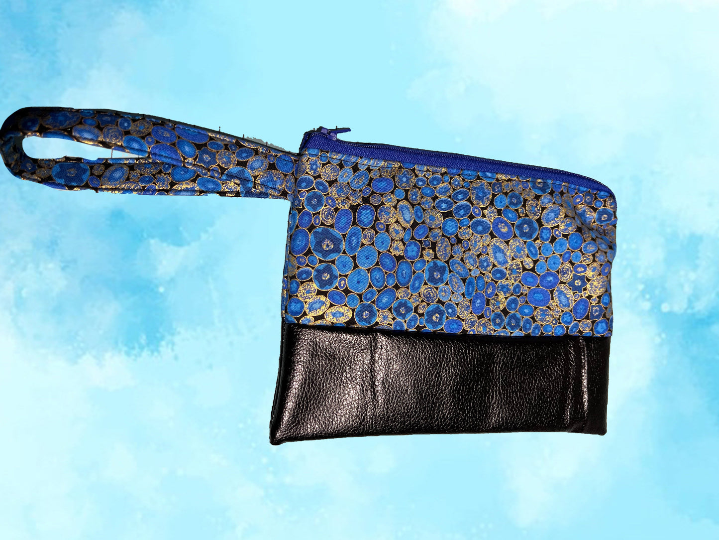 Golden Blue Wristlet