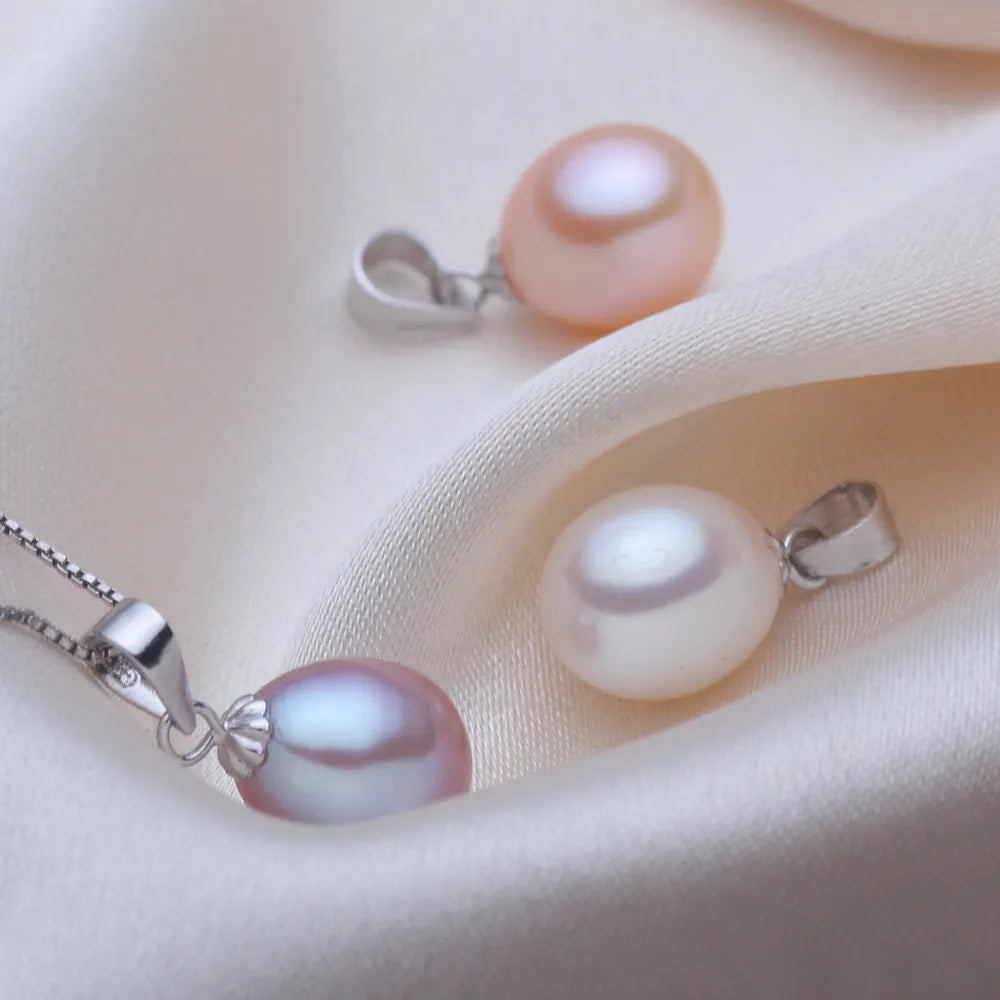 Teardrop  freshwater silver pearl necklace